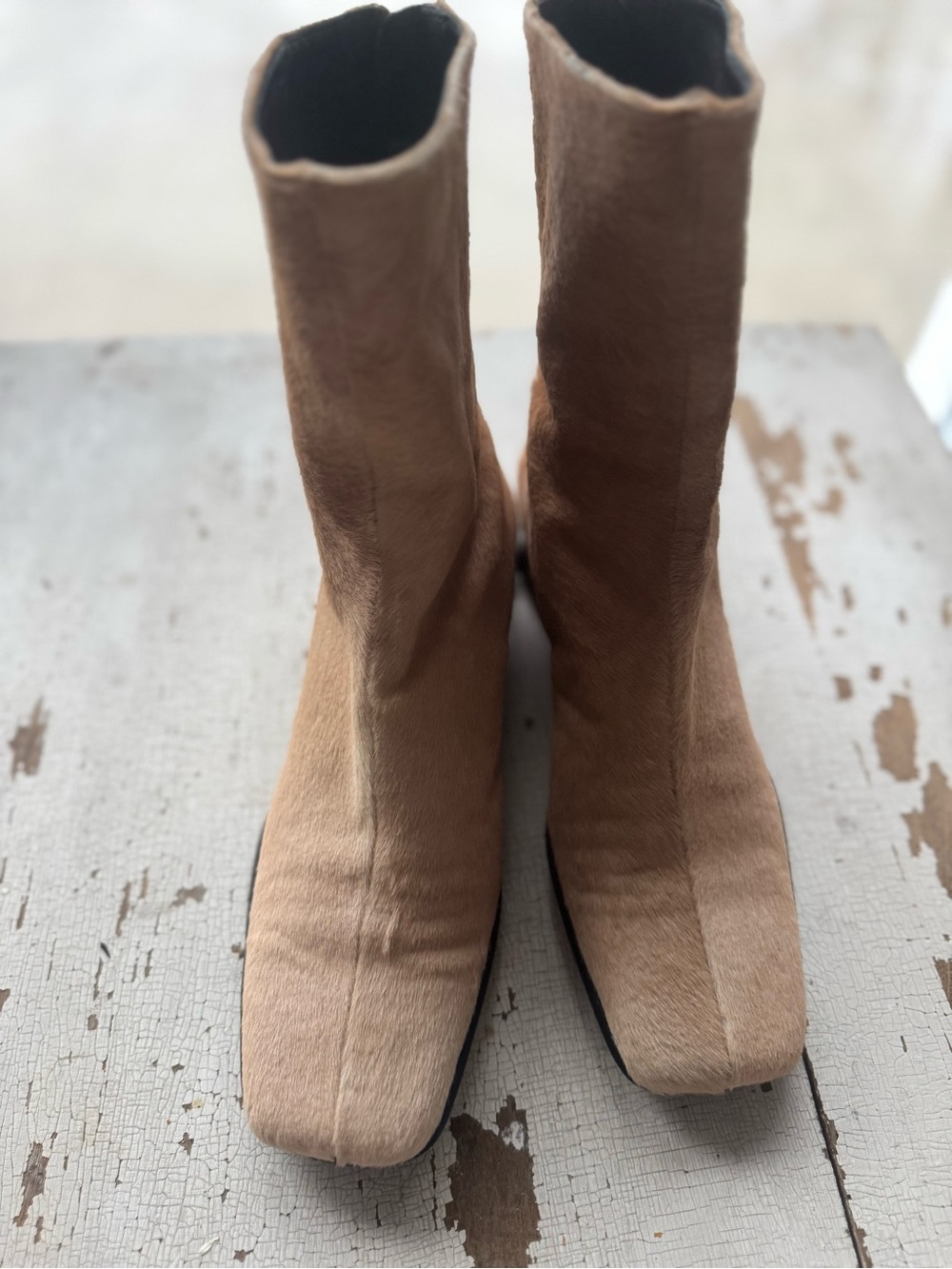🤍 ANNE KLEIN Haircalf Square-Toe Ankle Boots